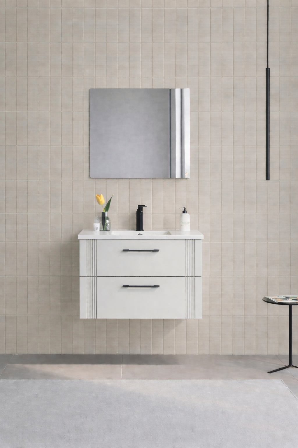 Orka Bari 65 cm Mat Kaşmir Banyo Dolabı Takımı (Dolaplı Ayna) , 5008230
