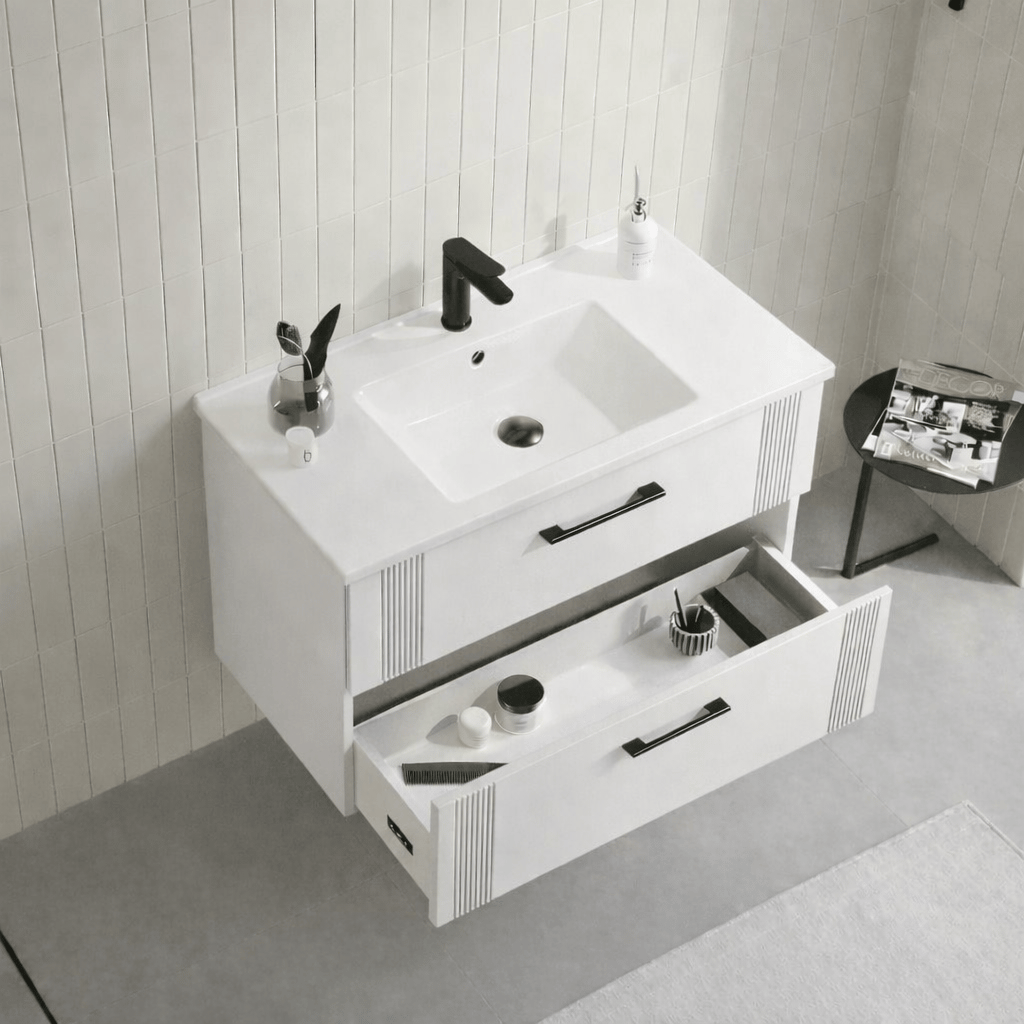 Orka Bari 85 cm Mat Kaşmir Banyo Dolabı Takımı (Dolaplı Ayna) , 5008241