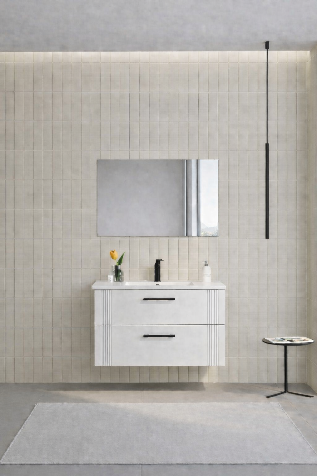 Orka Bari 85 cm Mat Kaşmir Banyo Dolabı Takımı (Dolaplı Ayna) , 5008241
