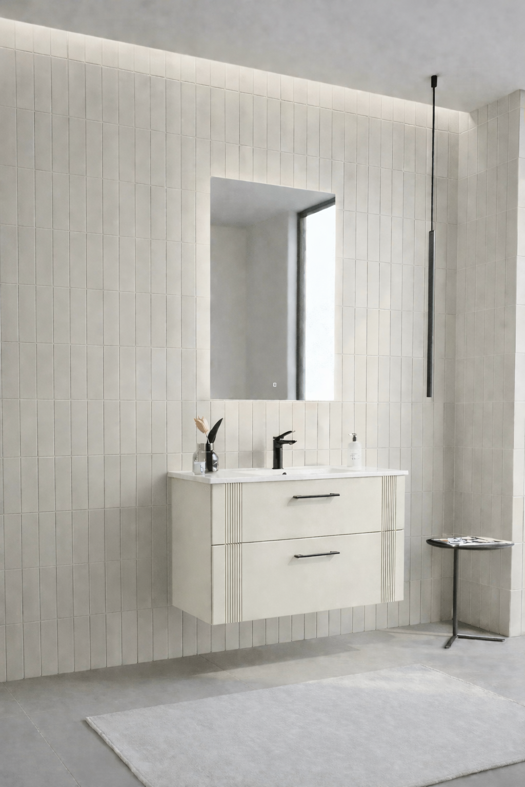 Orka Bari 85 cm Mat Kaşmir Banyo Dolabı Takımı (Ledli Ayna) , 5008246