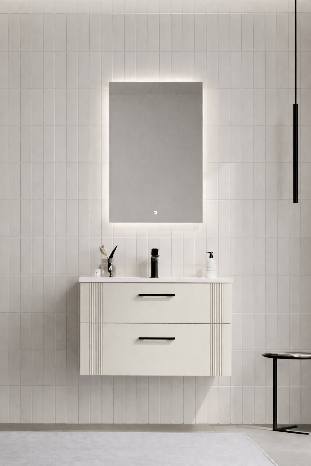 Orka Bari 85 cm Mat Kaşmir Banyo Dolabı Takımı (Ledli Ayna) , 5008246