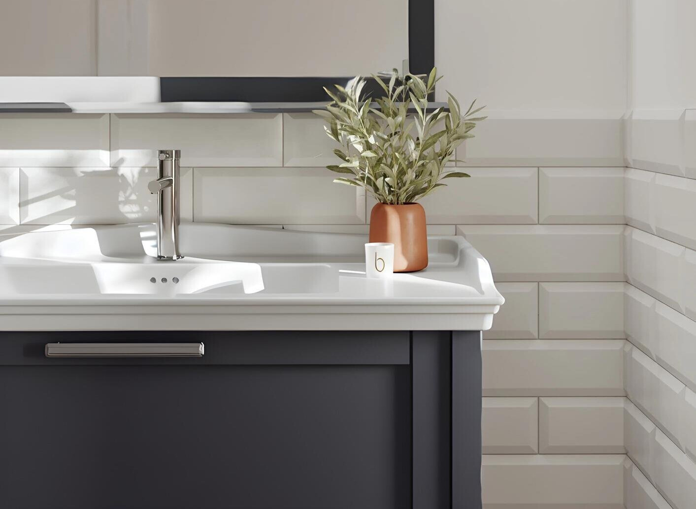 Orka Bastle 100 cm Antrasit Banyo Dolabı Alt Modül ve Lavabo