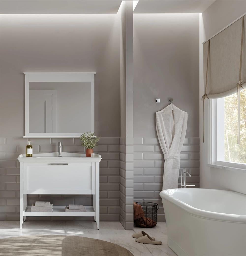 Orka Bastle 80 cm Mat Beyaz Banyo Dolabı Takımı