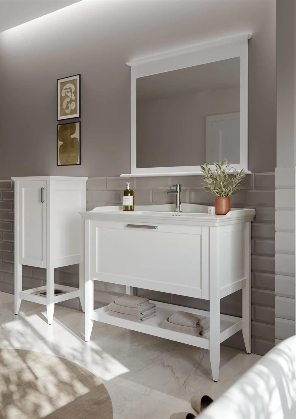 Orka Bastle 80 cm Mat Beyaz Banyo Dolabı Takımı