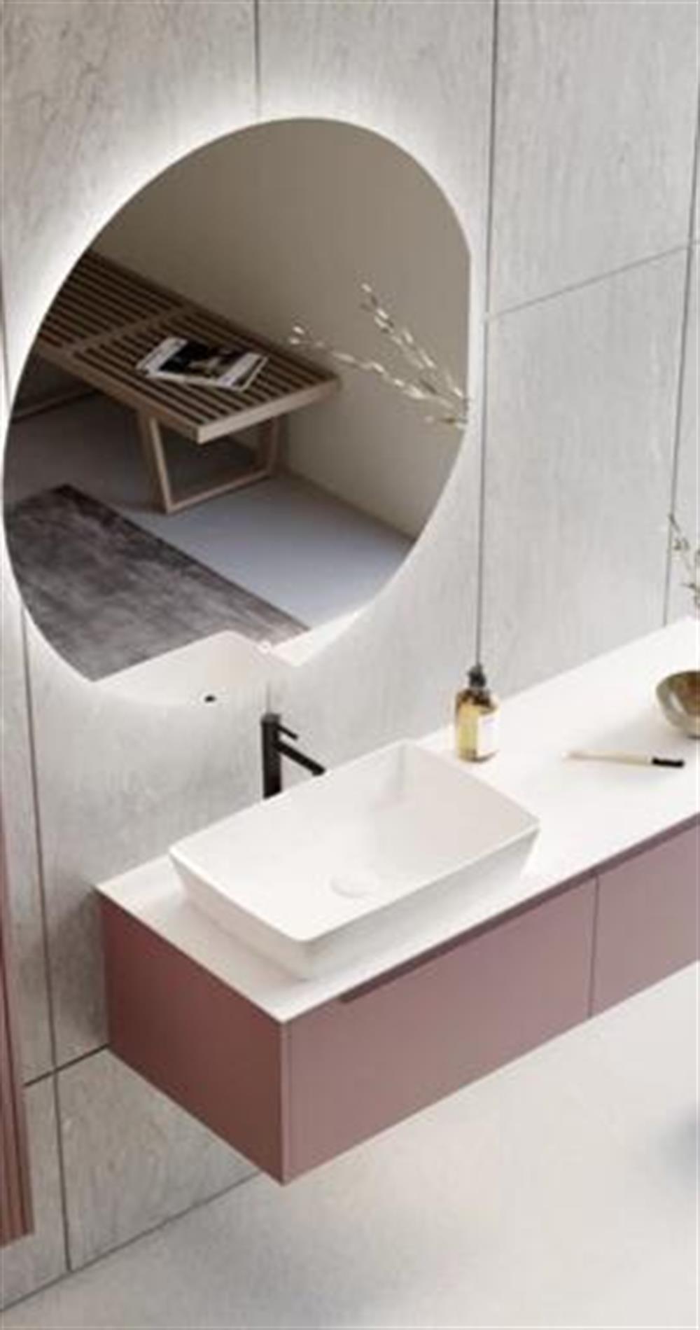 Orka Biella 120 cm Mat Pudra Banyo Dolabı Alt Modül ve Lavabo