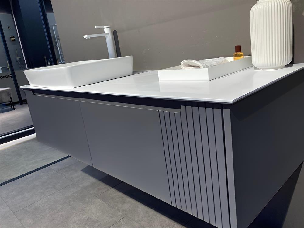 Orka Biella 140 cm Antrasit Banyo Dolabı Alt Modül ve Lavabo