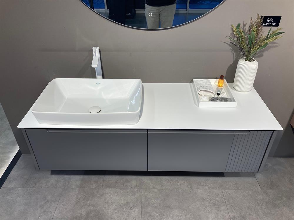 Orka Biella 140 cm Antrasit Banyo Dolabı Alt Modül ve Lavabo