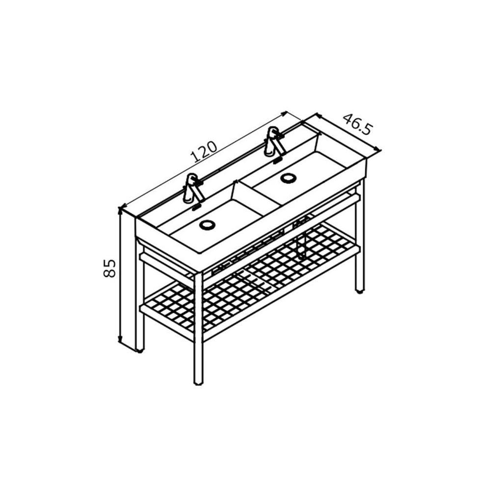 Orka Capetown 120 cm Banyo Dolabı Alt Modül ve Lavabo (Mat Siyah Çift Lavabo), 5005824