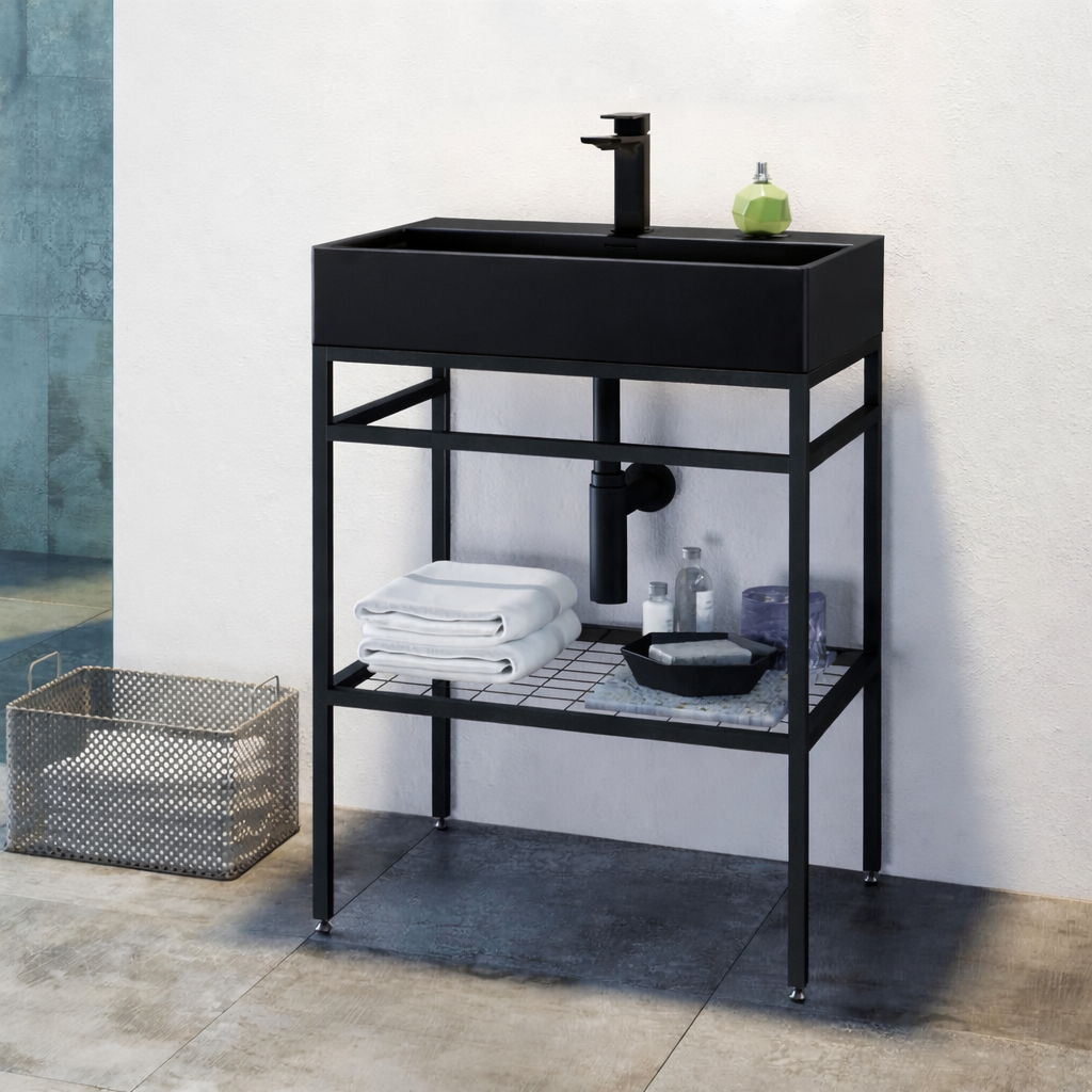 Orka Capetown 60 cm Banyo Dolabı Alt Modül ve Lavabo (Mat Siyah Lavabo), 5001121