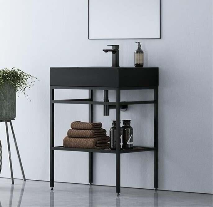 Orka Capetown 60 cm Banyo Dolabı Alt Modül ve Lavabo (Mat Siyah Lavabo), 5001121