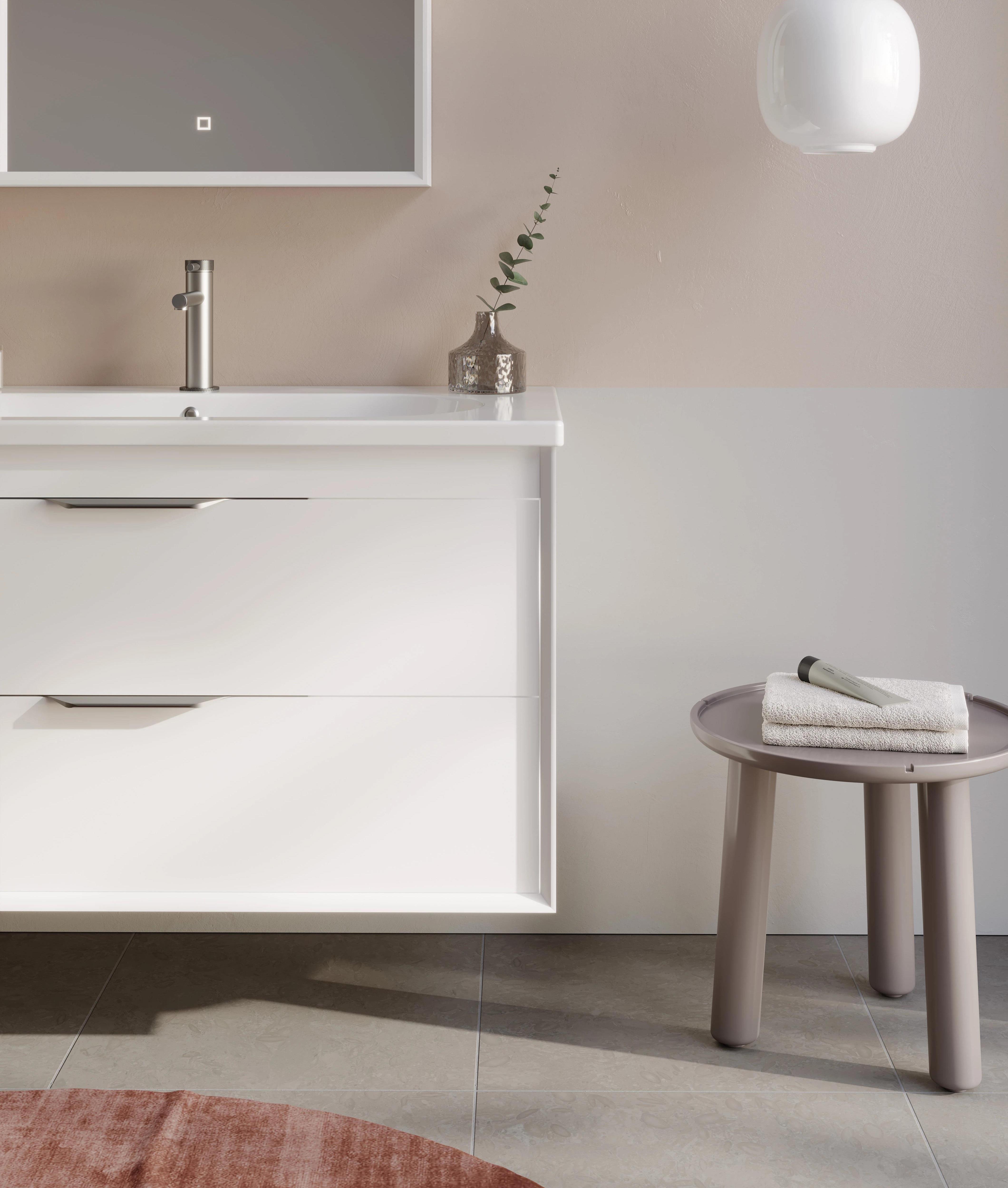 Orka Clay 100 cm Beyaz Banyo Dolabı Alt Modül ve Lavabo (Çift Çekmeceli), 5004385