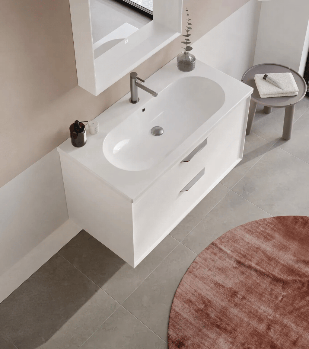 Orka Clay 100 cm Beyaz Banyo Dolabı Alt Modül ve Lavabo (Çift Çekmeceli), 5004385