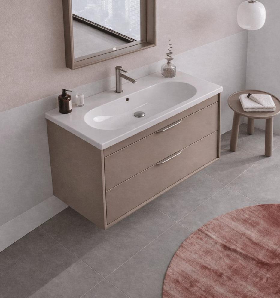 Orka Clay 100 cm Sahra Banyo Dolabı Alt Modül ve Lavabo (Çift Çekmeceli), 5004387