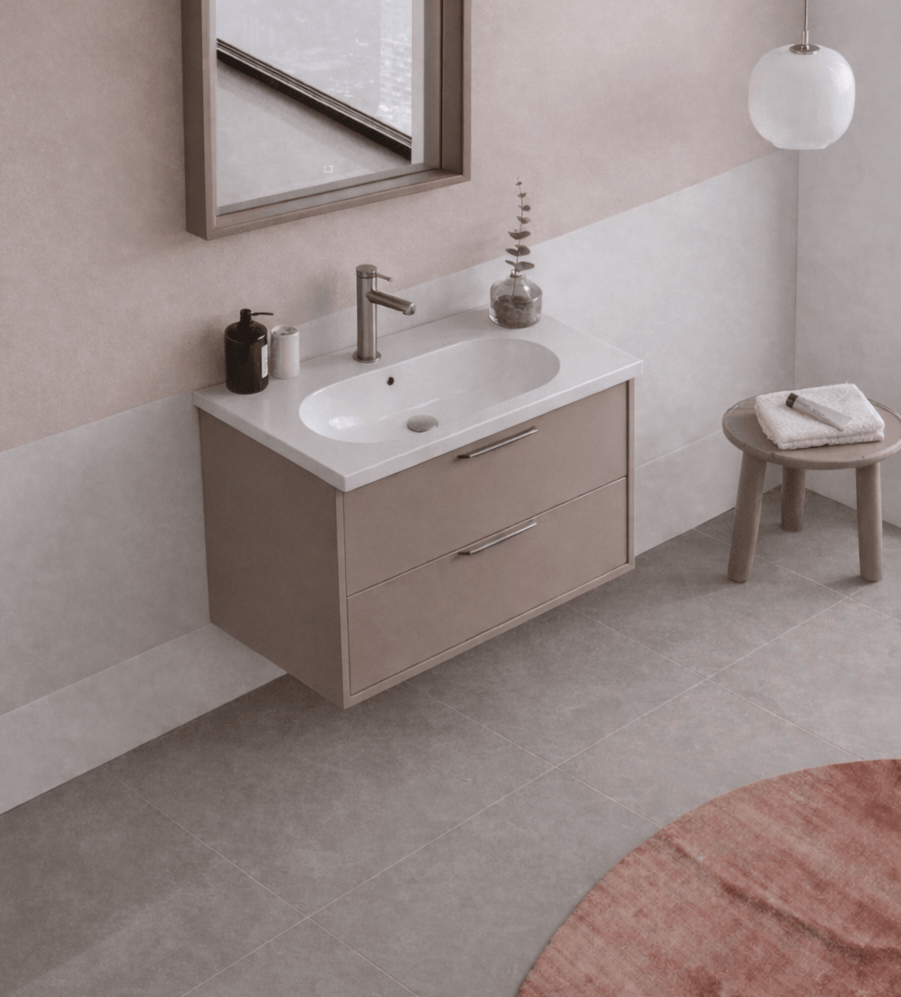 Orka Clay 65 cm Toprak Banyo Dolabı Alt Modül ve Lavabo (Çift Çekmeceli), 5004380
