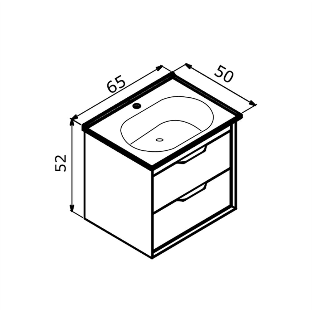 Orka Clay 65 cm Toprak Banyo Dolabı Alt Modül ve Lavabo (Çift Çekmeceli), 5004380