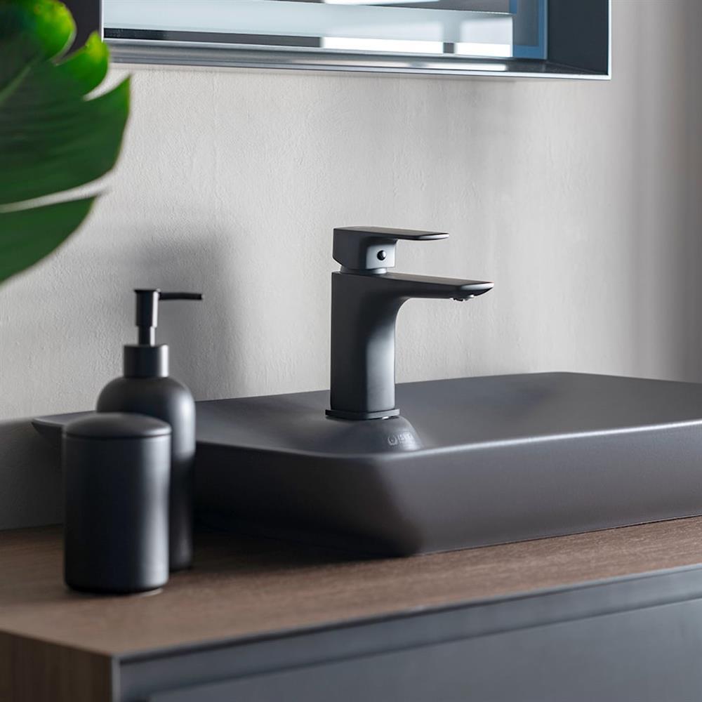 Orka Craft Banyo Dolabı Takımı, 120 cm, Kompakt Ceviz (Ledli Ayna-Mat Antrasit Lavabo), 5000147