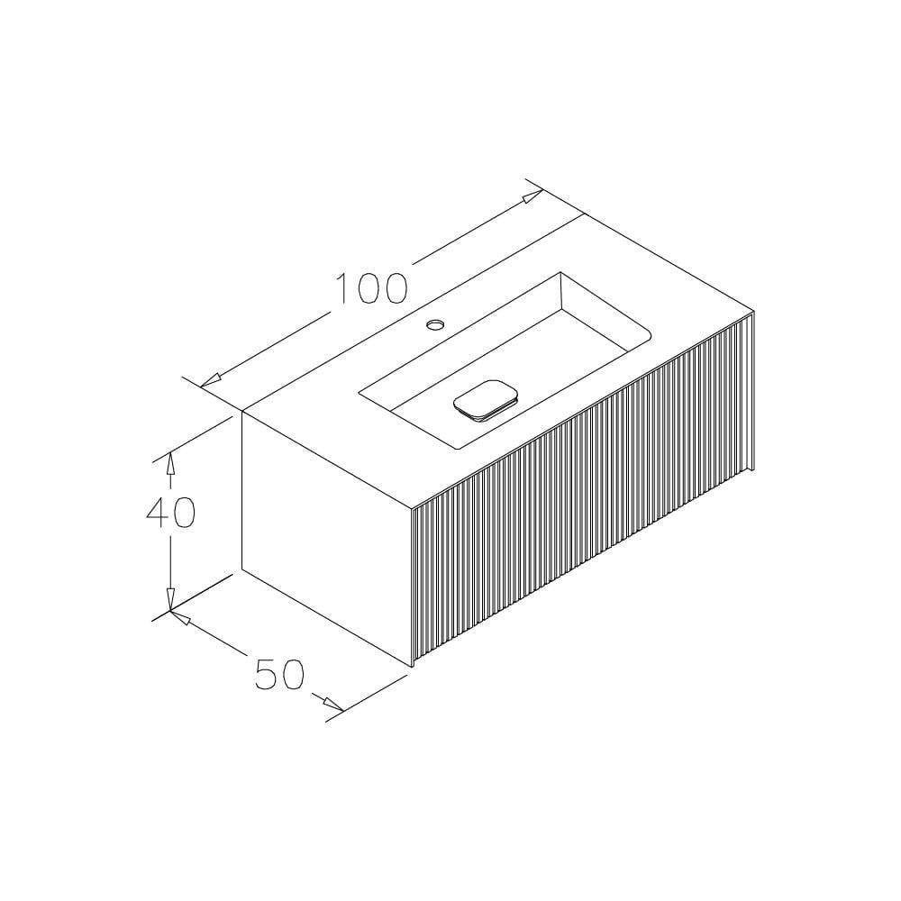 Orka Cube 100 cm Mat Lacivert Banyo Dolabı Alt Modül ve Lavabo , 3009387
