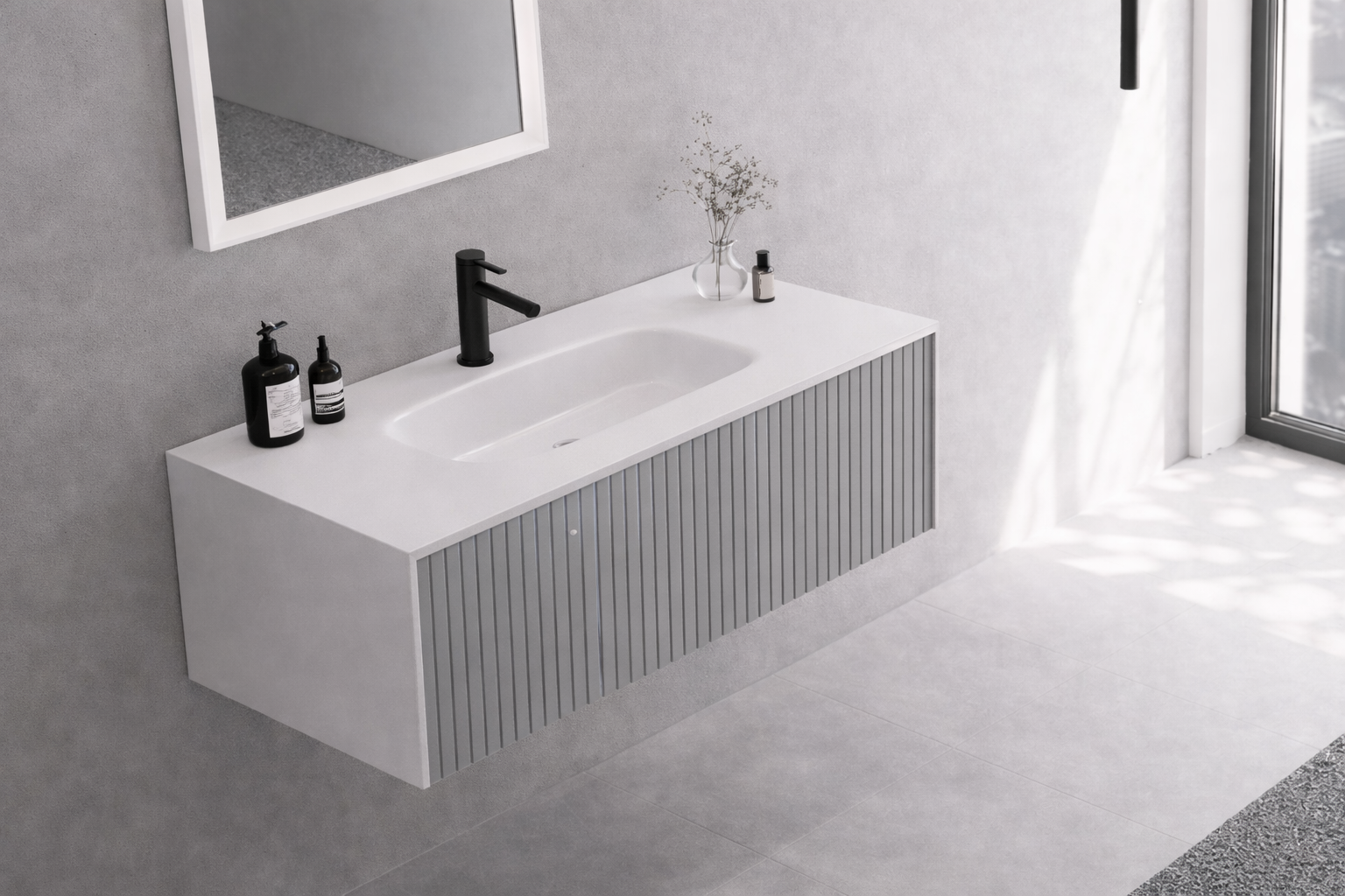 Orka Cube 100 cm Mat Vizon Banyo Dolabı Alt Modül ve Lavabo , 3009388
