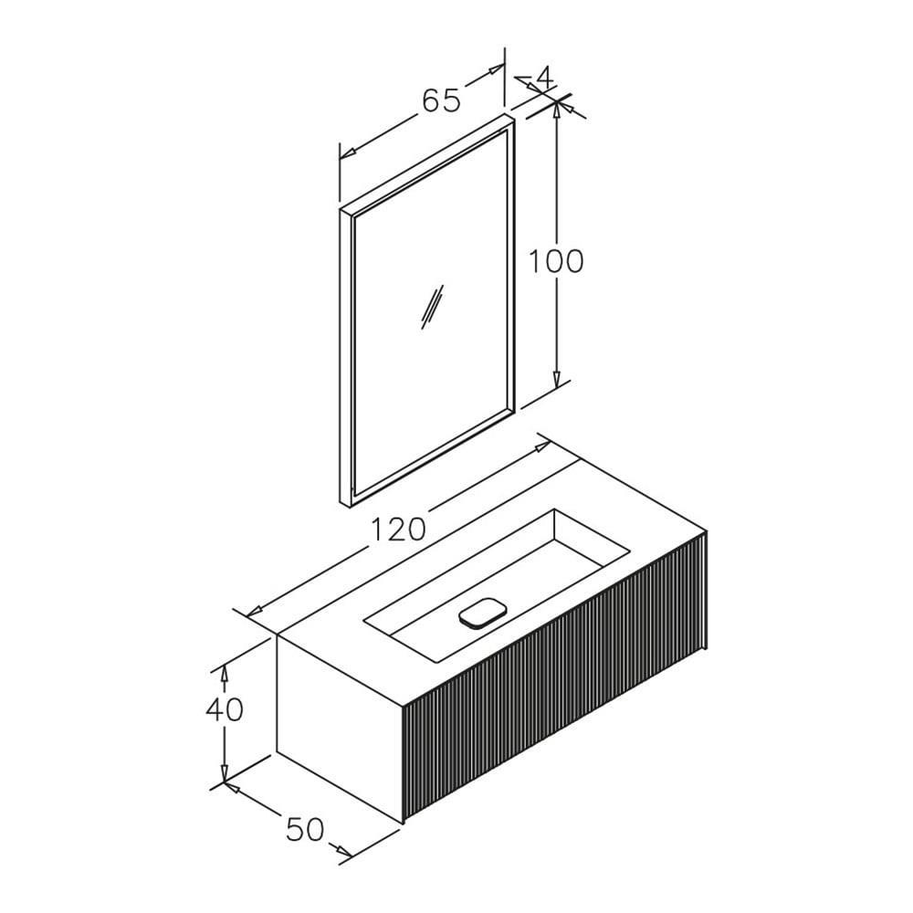 Orka Cube Banyo Dolabı Takımı, 120 cm, Lake Mat Antrasit (Ledli Ayna), 5000172