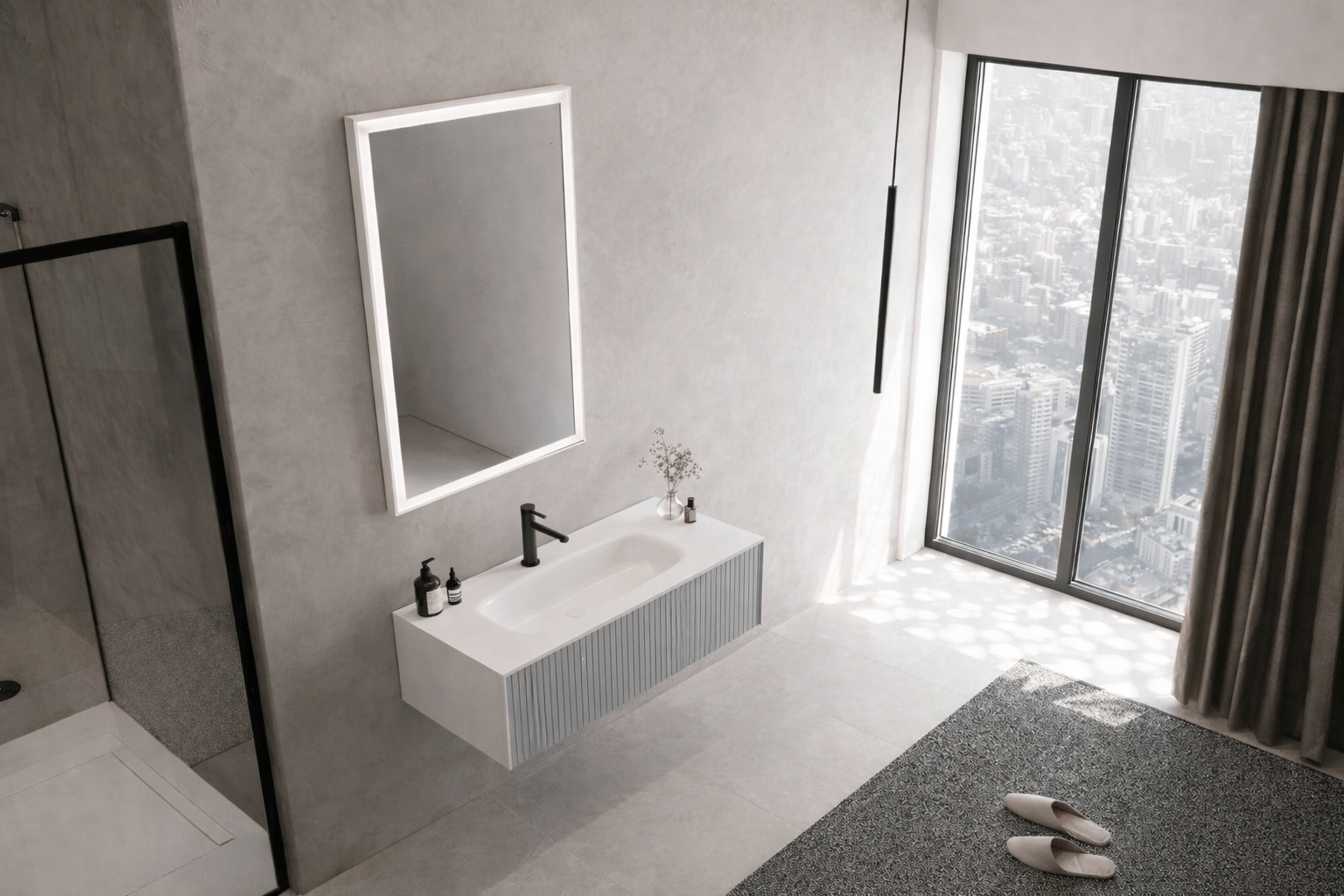 Orka Cube Banyo Dolabı Takımı, 120 cm, Lake Mat Vizon (Ledli Ayna), 5000174