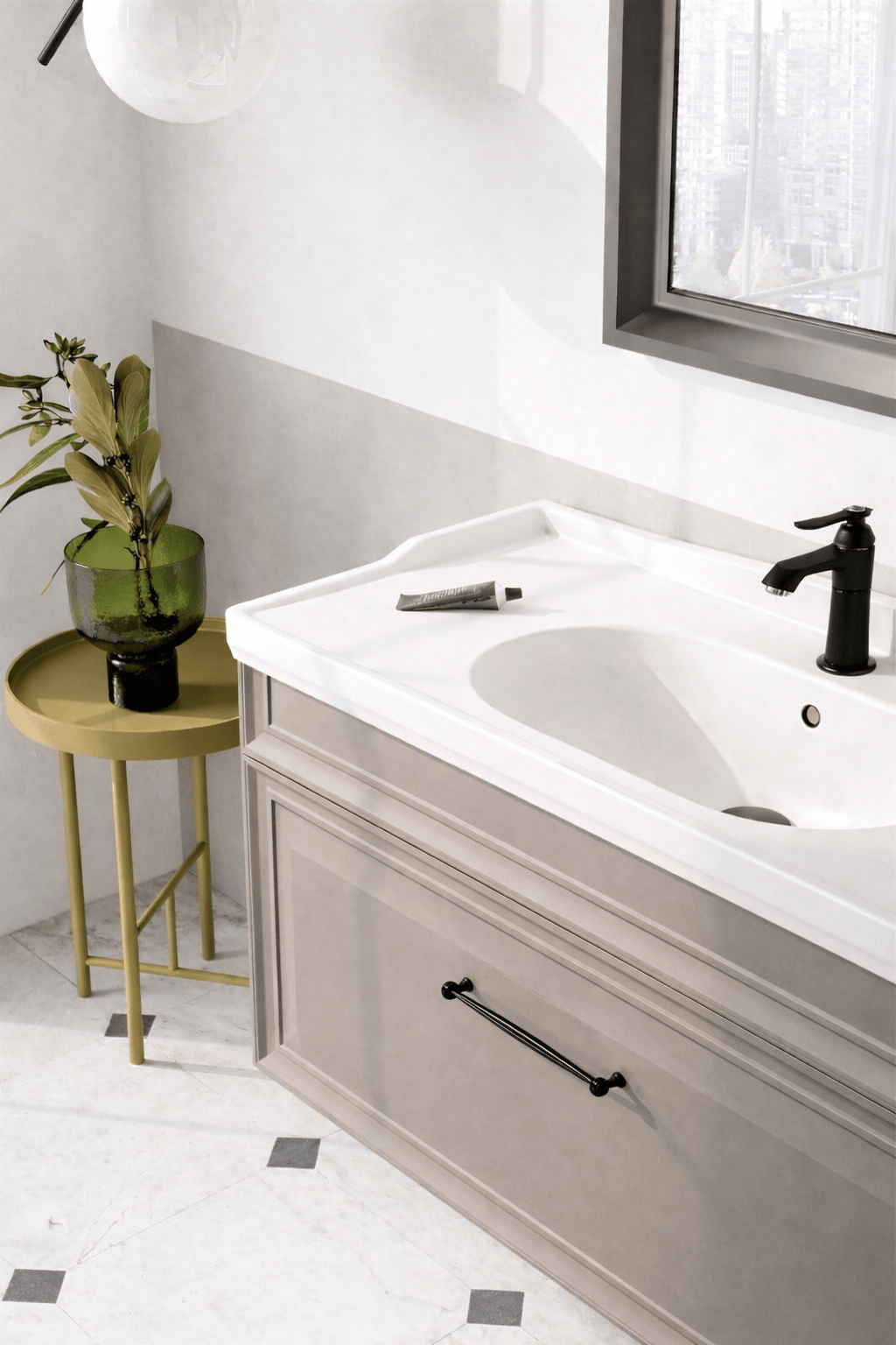 Orka Design 105 cm Banyo Dolabı Alt Modül ve Lavabo Lake Mat Vizon , 5009230