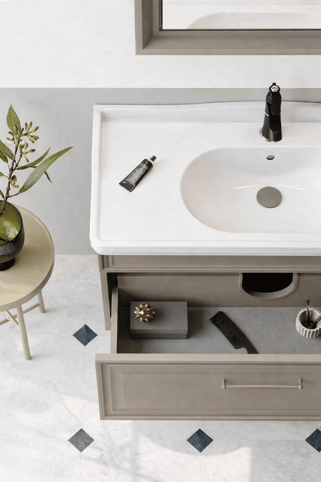 Orka Design 105 cm Banyo Dolabı Alt Modül ve Lavabo Lake Mat Vizon , 5009230