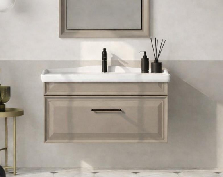 Orka Design 105 cm Banyo Dolabı Alt Modül ve Lavabo Lake Mat Vizon , 5009230