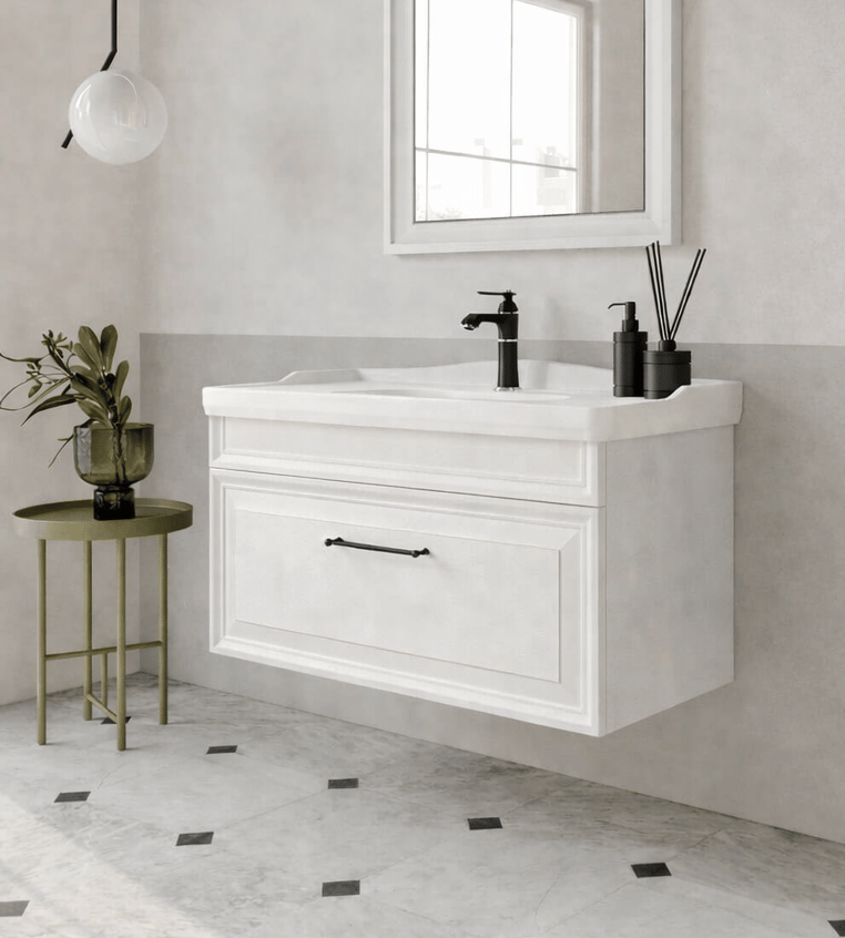 Orka Design 105 cm Banyo Dolabı Alt Modül ve Lavabo Lake Mat Kaşmir , 5007868