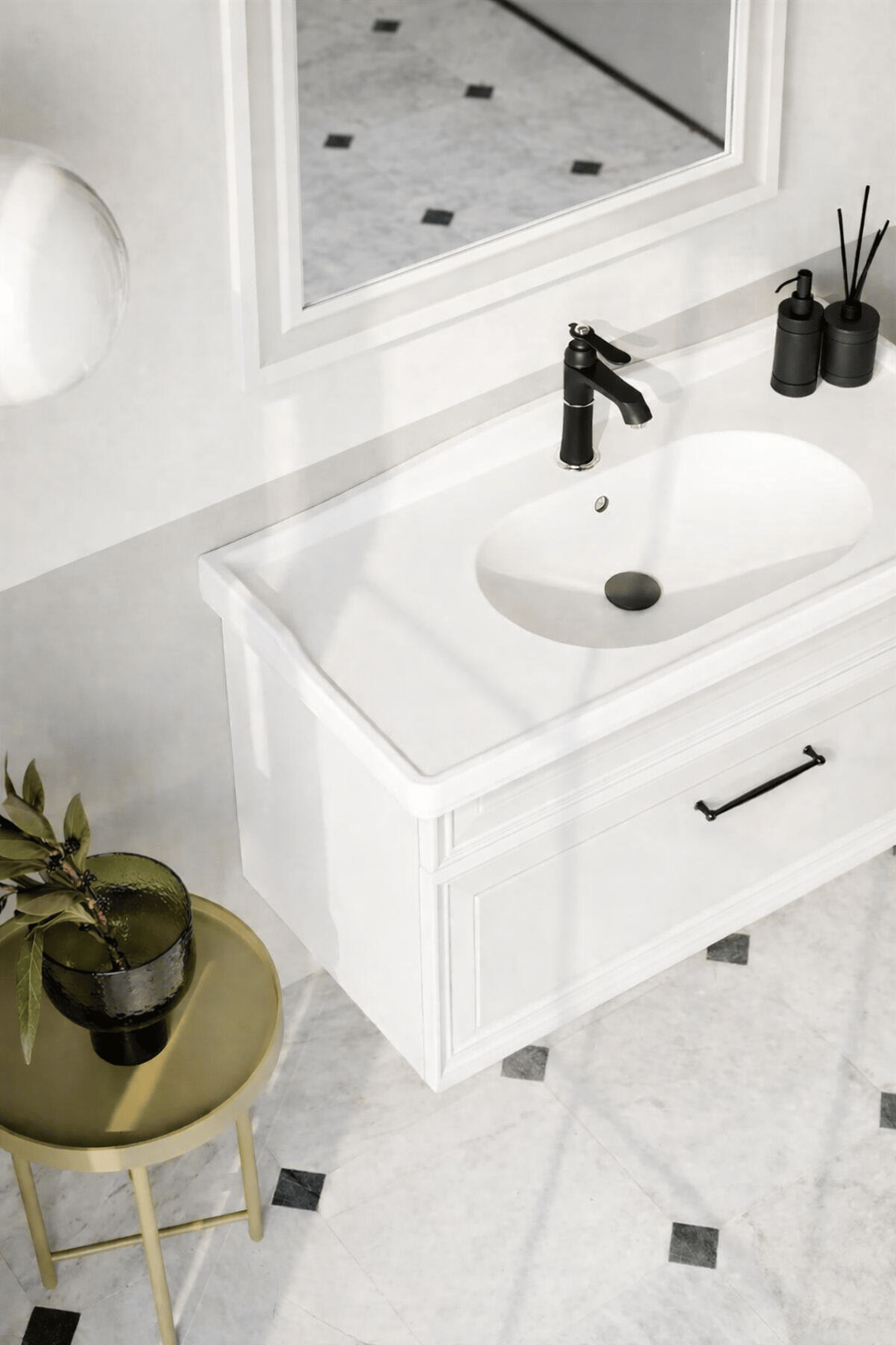 Orka Design 85 cm Banyo Dolabı Alt Modül ve Lavabo Lake Mat Kaşmir , 5007882