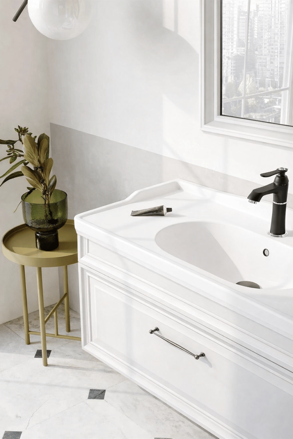 Orka Design 85 cm Banyo Dolabı Alt Modül ve Lavabo Lake Mat Kaşmir , 5007882