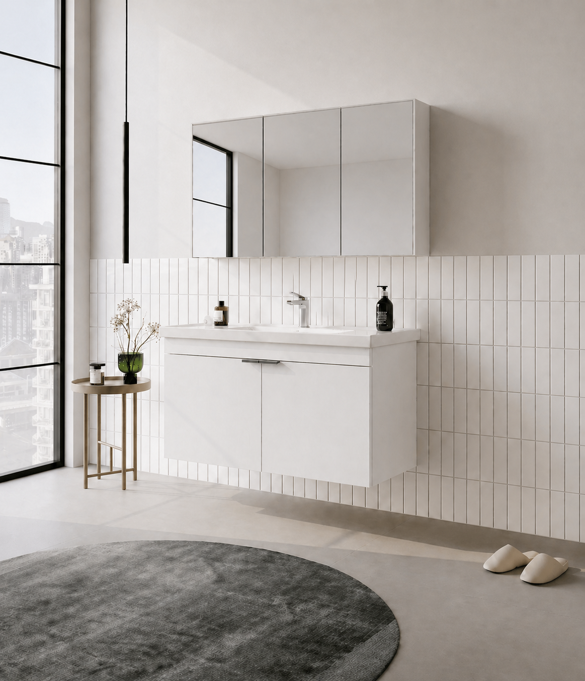 Orka Desna 100 cm, Mat Beyaz, Banyo Dolabı Takımı, (Dolaplı Ayna), 5008731