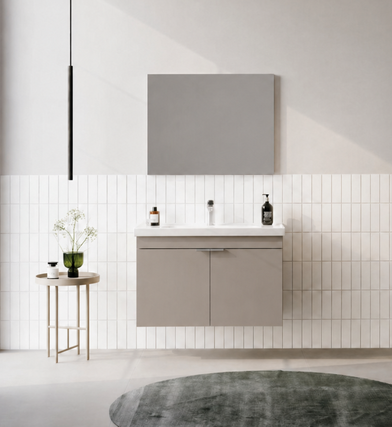 Orka Desna 90 cm, Çöl Beji, Banyo Dolabı Takımı, (Düz Ayna), 5008578