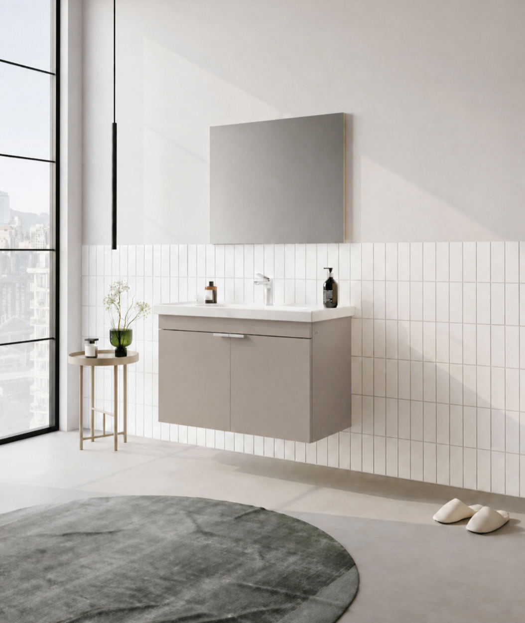 Orka Desna 90 cm, Çöl Beji, Banyo Dolabı Takımı, (Düz Ayna), 5008578