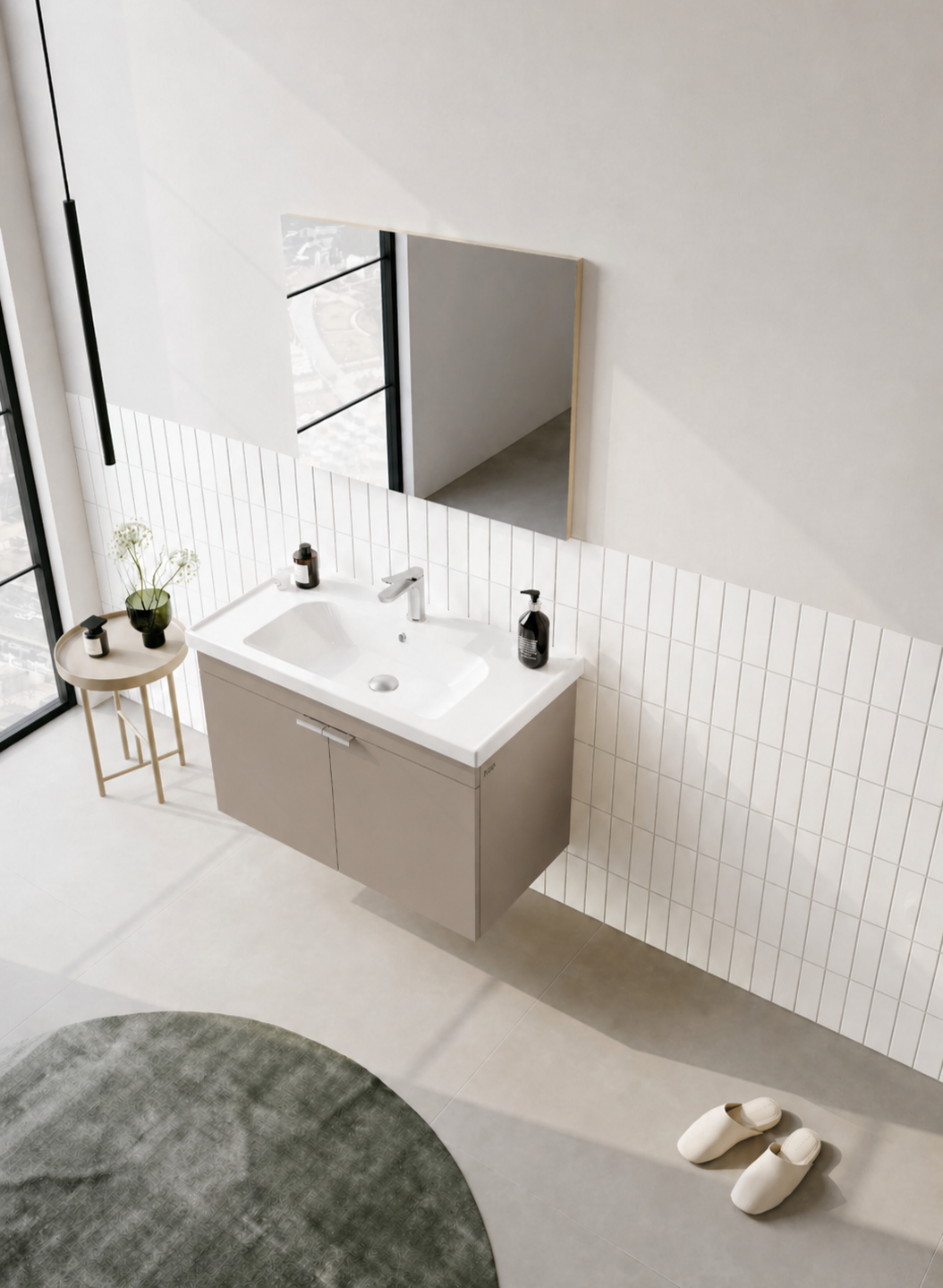 Orka Desna 90 cm, Çöl Beji, Banyo Dolabı Takımı, (Düz Ayna), 5008578