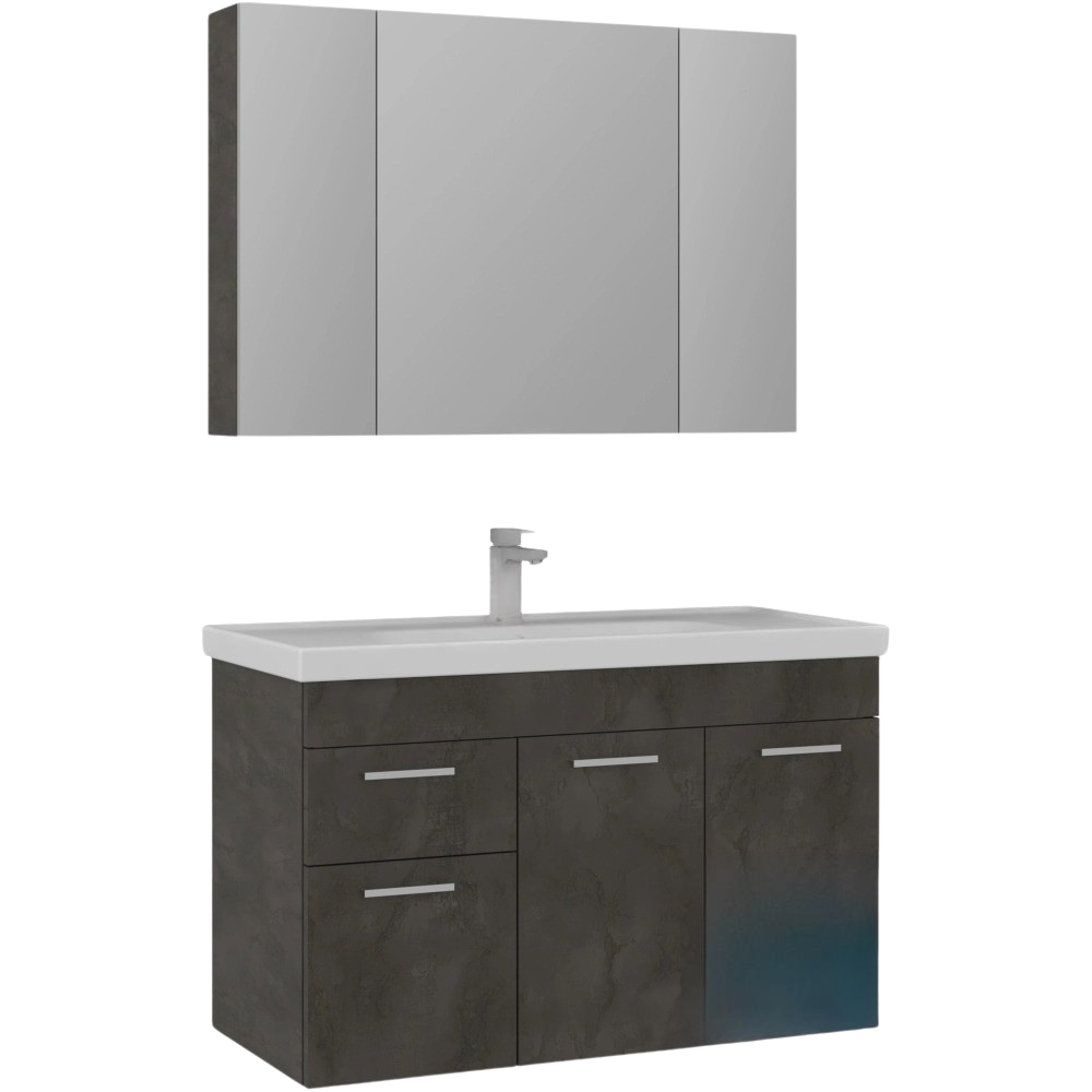 Orka Enez 100 cm Irony Banyo Dolabı Takımı (Dolaplı Ayna)