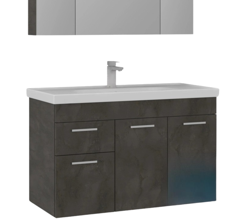 Orka Enez 100 cm Irony Banyo Dolabı Takımı (Dolaplı Ayna)