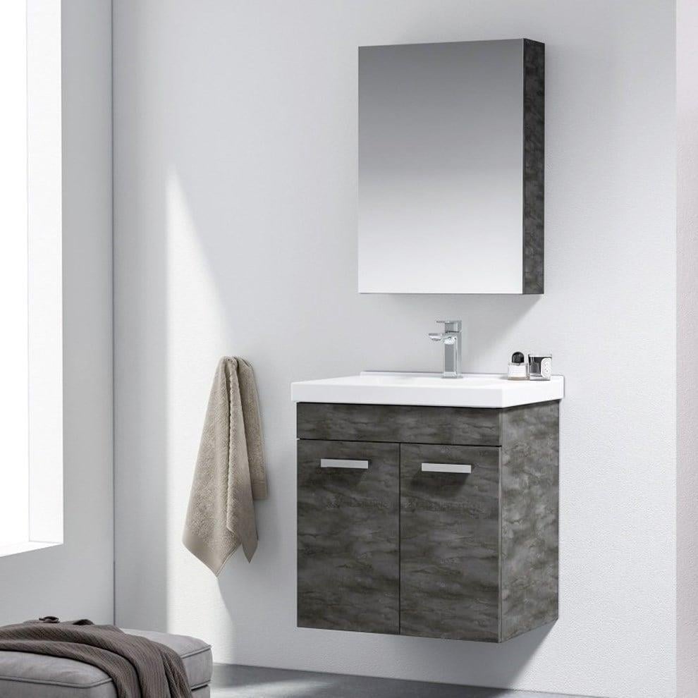 Orka Enez 55 cm Irony Banyo Dolabı Takımı (Dolaplı Ayna)
