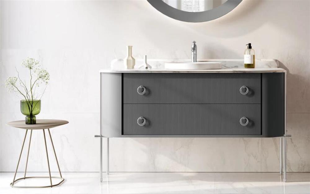 Orka Felice 140 cm Antrasit Banyo Dolabı Alt Modül ve Lavabo