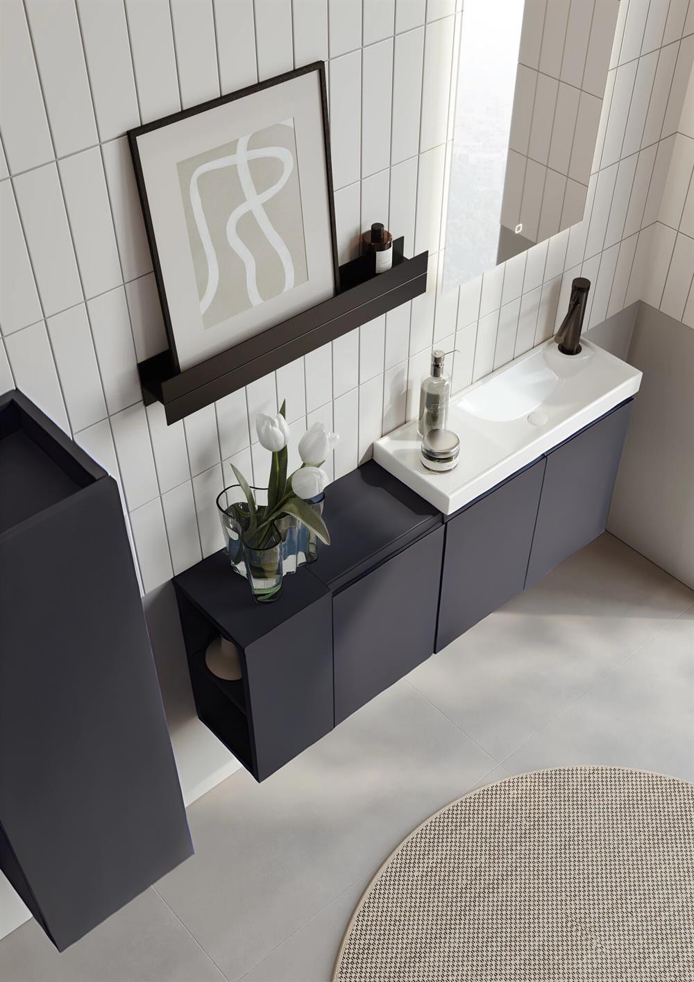 Orka Ferla 110 cm Antrasit Banyo Dolabı Alt Modül ve Lavabo
