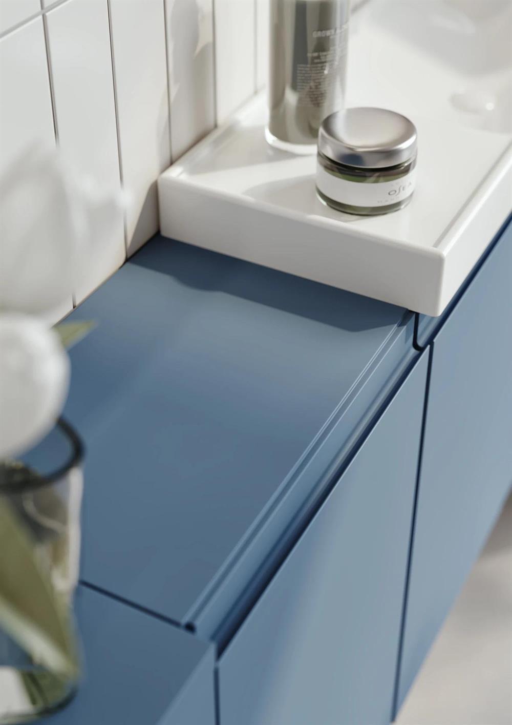 Orka Ferla 110 cm Mavi Banyo Dolabı Alt Modül ve Lavabo