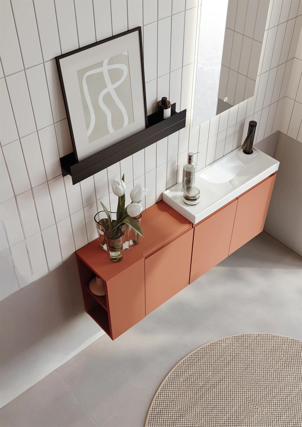Orka Ferla 110 cm Tarçın Banyo Dolabı Alt Modül ve Lavabo