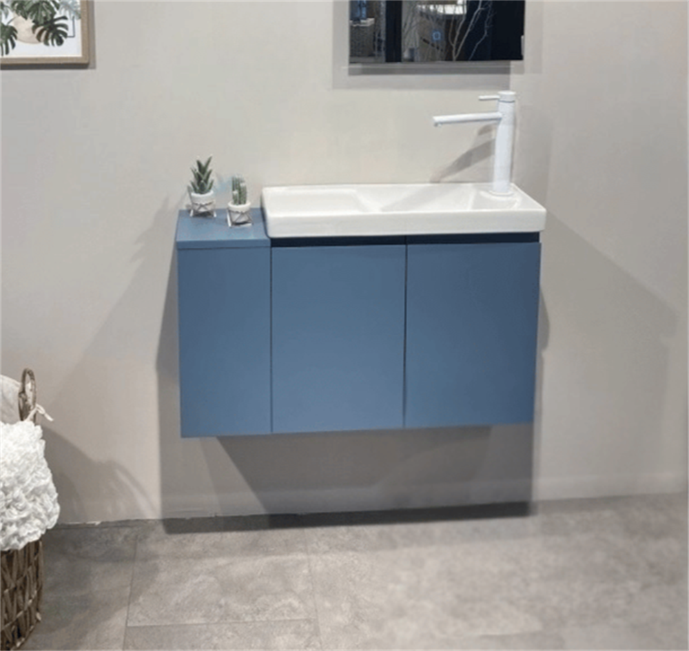 Orka Ferla 80 cm Mavi Banyo Dolabı Alt Modül ve Lavabo