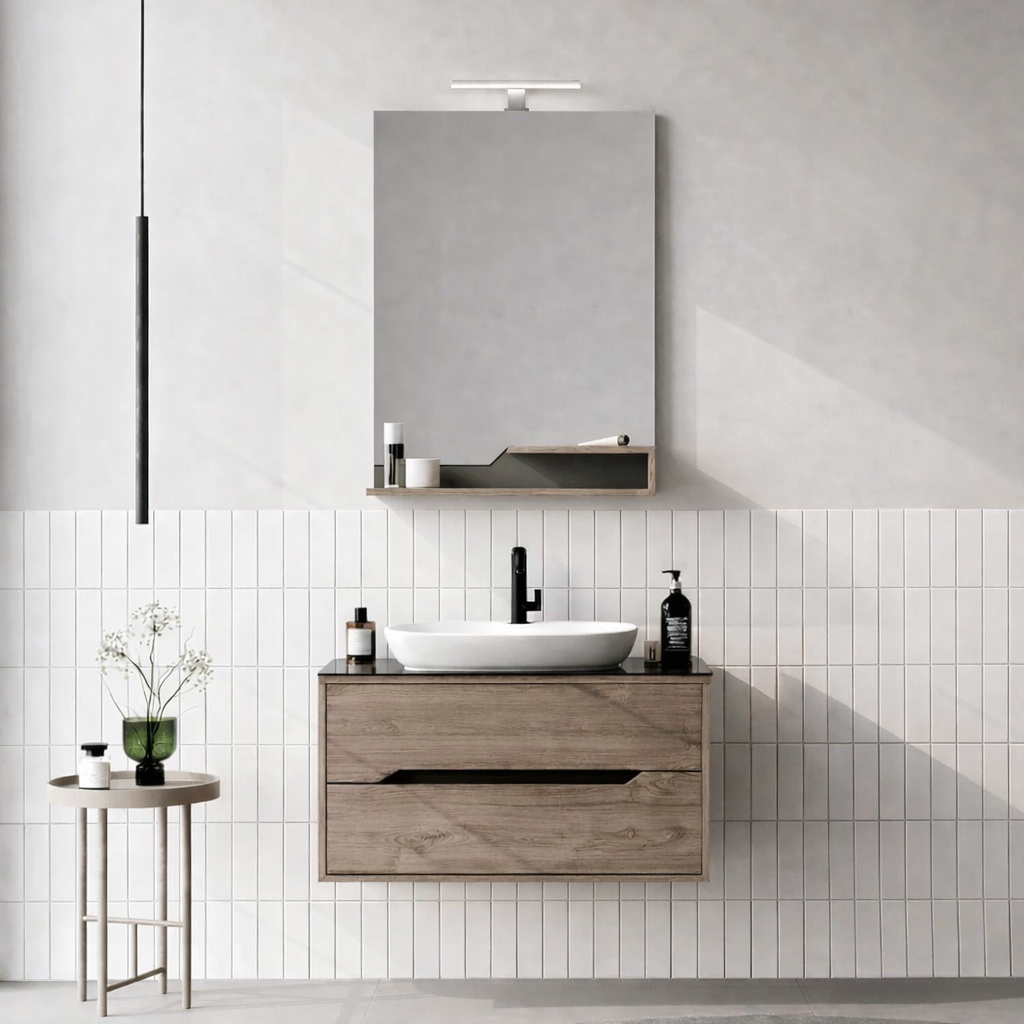 Orka Galia Banyo Dolabı Takımı, 80 cm, Lidya (Led Aydınlatmalı Ayna), 5000312
