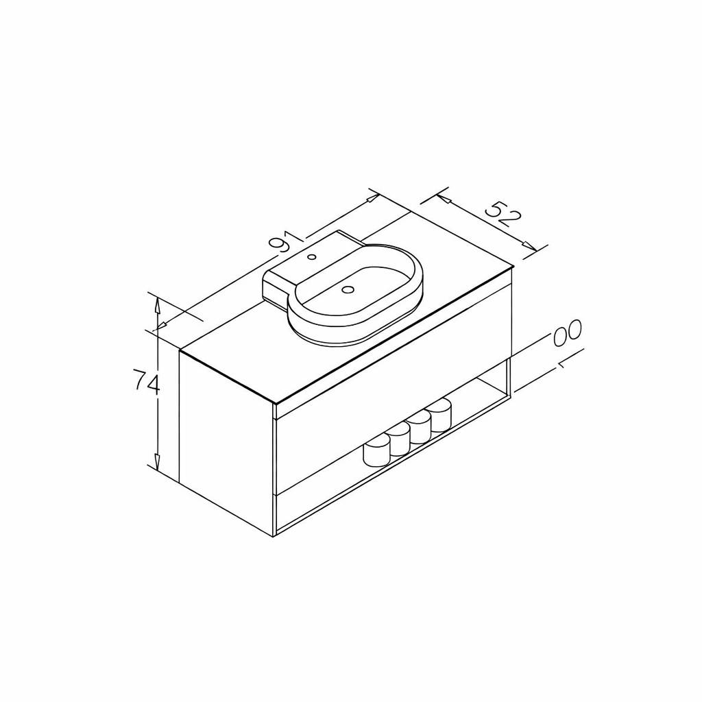 Orka Knidos 90 cm Legnano Banyo Dolabı Alt Modül ve Lavabo, 5001386