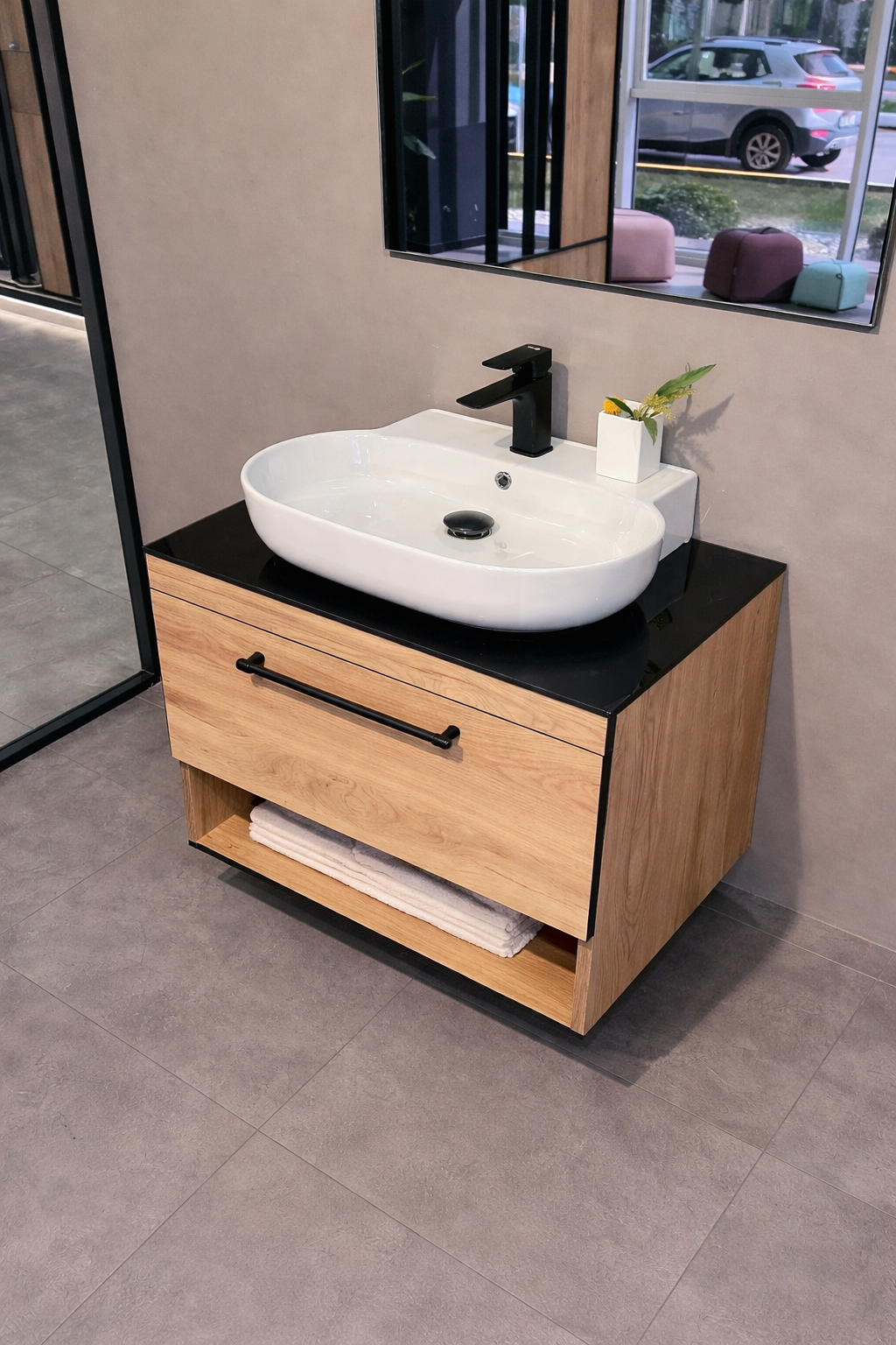 Orka Knidos Banyo Dolabı Takımı, 70 cm, Legnona (Led Spotlu Ayna), 5000345