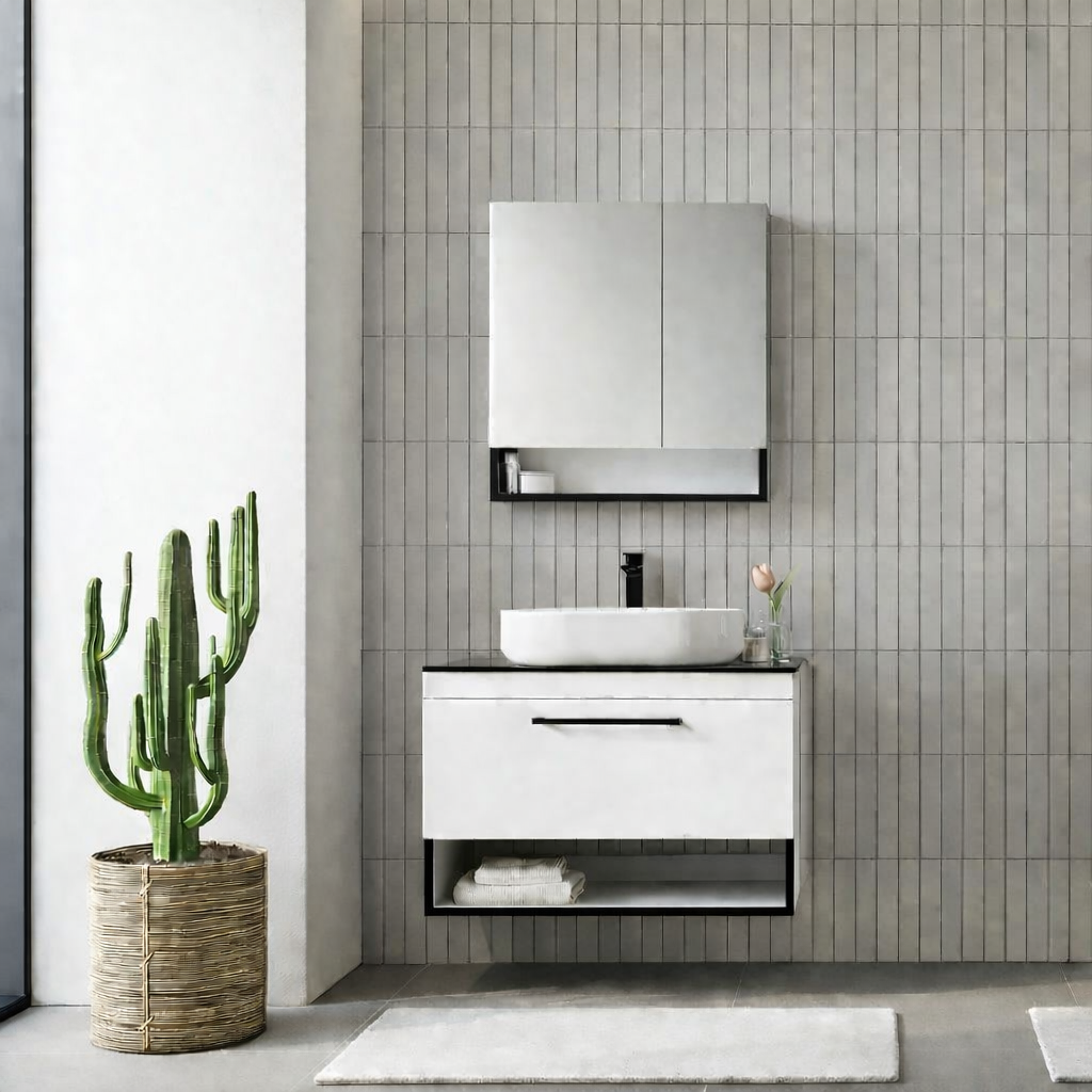Orka Knidos Banyo Dolabı Takımı, 90 cm, Beyaz (Dolaplı Ayna), 5000348