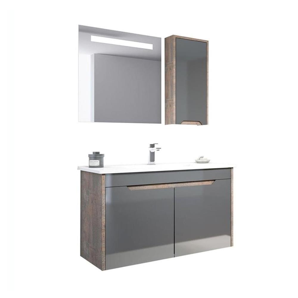 Orka Lago 100 cm Antrasit Banyo Dolabı Takımı