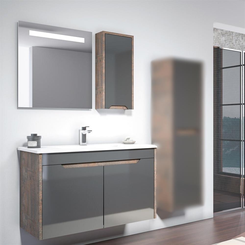 Orka Lago 100 cm Antrasit Banyo Dolabı Takımı