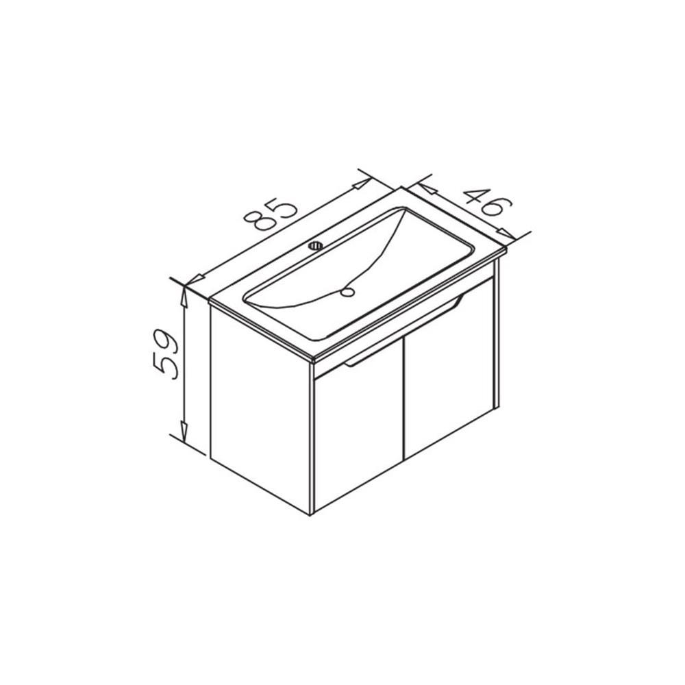 Orka Lago 85 cm Antrasit Banyo Dolabı Alt Modül ve Lavabo
