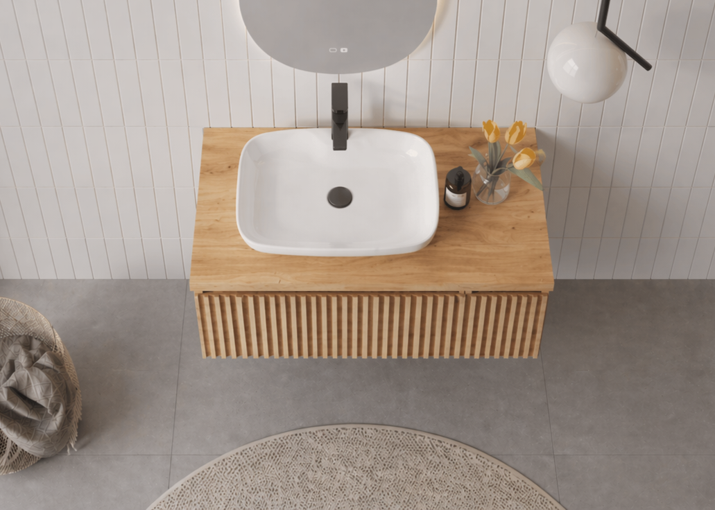 Orka Lentia 80 cm Meşe Banyo Dolabı Alt Modül Ve Lavabo, 5007084